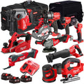 Milwaukee 18V Cordless 11 Piece Tool Kit with 3 x 5.0Ah Batteries & Charger in Bag T4TM-9