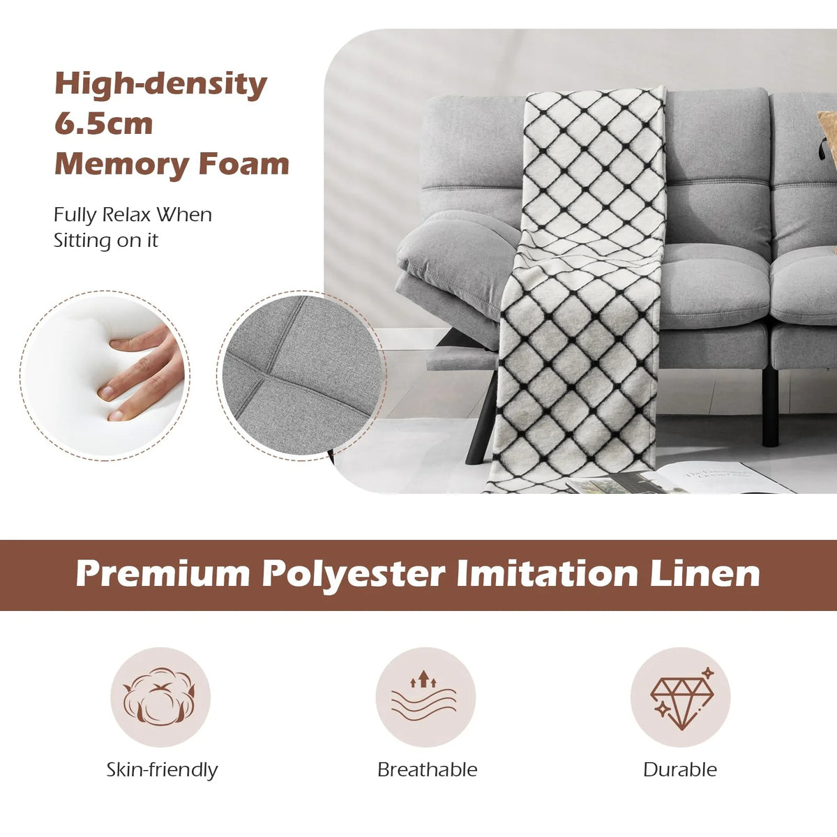 Giantex Convertible Sofa Bed, Memory Foam Futon Couch Bed