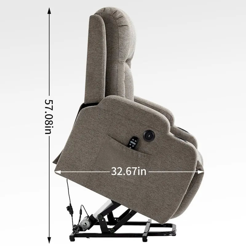 Lazy Boy Power Lift Recliner Chair, Modern Single Motor Massage Sofa Chair with Lumbar Heating, USB Charging Port, Cup Holders