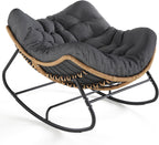 SWITTE Outdoor Rocking Chair  Oversized Patio Papasan Rocker  Comfy Wicker Reading Lounge  Indoor Egg Chair for Bedroom  Living Room  Porch  Garden  Lawn-Dark Grey