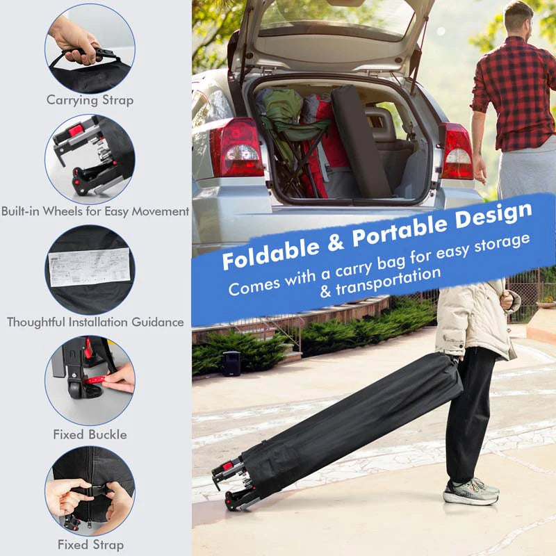 10 x 17.6 FT Outdoor Instant Pop-up Canopy Tent for Market Picnic with Dual Half Awnings & Wheeled Bag