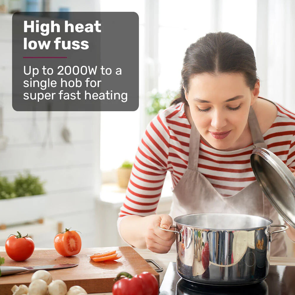 EUROCHEF Double Induction Cooktop, 9 Heat Levels, Fast Electric Portable Cooker, Touch Controls, Standard 10A Power Plug