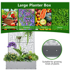 FOOWIN 71'' H Metal Planter with Trellis, Outdoor Raised Garden Bed for Climbing Plants, Trellis Planter Box with Drainage Hole, Black
