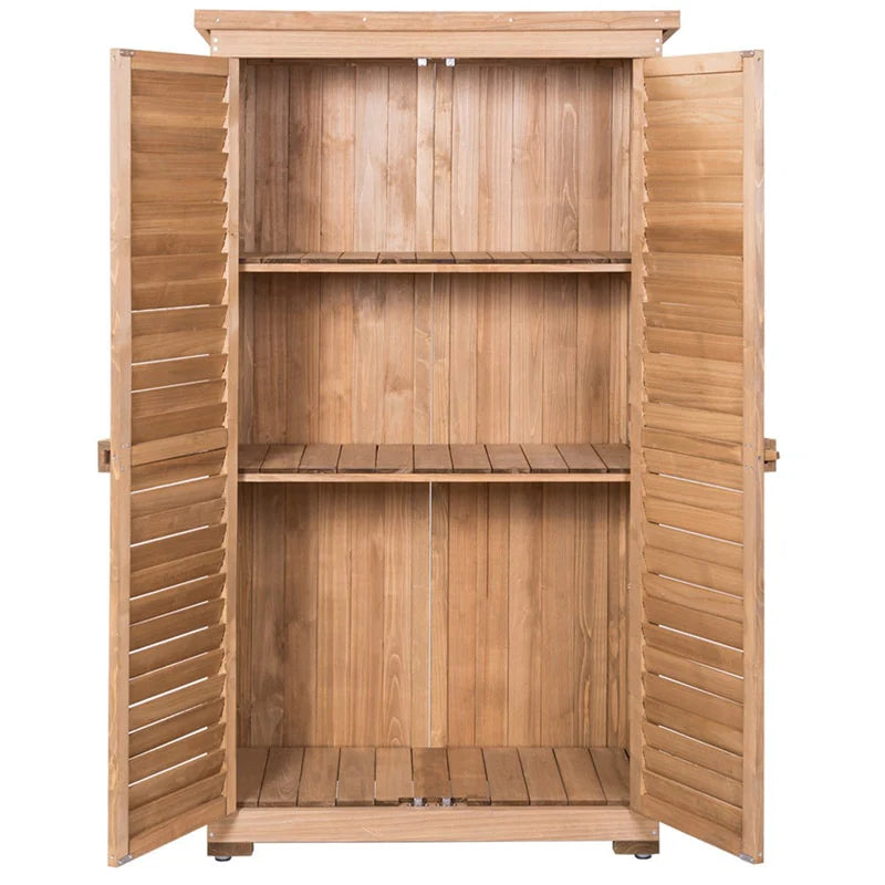 63" Wooden Outdoor Storage Shed Garden Tool Cabinet Waterproof Portable Shed with Latch Detachable Shelves