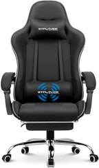 GTPLAYER Gaming Chair, Computer Chair with Footrest and Lumbar Support, Height Adjustable Game Chair with 360  -Swivel Seat and Headrest and for Office or Gaming (White)