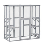 PawHut Wooden Catio Enclosure with Weather Protection, 6 Platforms, Outdoor, Large, 71" x 38.5" x 71"