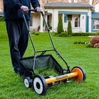 Walensee 20-Inch 5-Blade Push Reel Lawn Mower  Cordless Manual Reel Lawn Mower Walk-Behind Steel Lawn Mowers with Removable 11.8-Gallon Grass Catcher  Sponge Grip  9-Position Cutting Height Adjustment