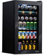 Beverage Refrigerator Cooler | 126 Cans Free Standing with Right Hinge Glass Door | Mini Fridge Beverage Organizer Perfect For Beer, Wine, Soda, And Cooler Drinks