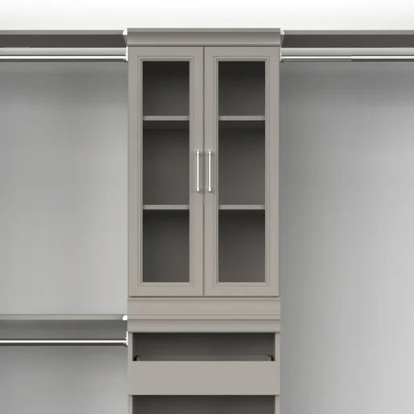 4613 Modular Storage Pair Set, 2 Glass Pane Doors, Wood Closet Organizer Shaker Style, Add On Accessory for Shelf Units, Taupe, Kit