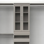 4613 Modular Storage Pair Set, 2 Glass Pane Doors, Wood Closet Organizer Shaker Style, Add On Accessory for Shelf Units, Taupe, Kit