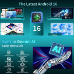 13 Inch Tablet, Android 16 Tablet with Keyboard, 32GB+256GB+2TB Expand, 120Hz 1920x1200 IPS Display, Gemini AI, 10000mAh, 8-Core, Wi-Fi, GPS, Large Screen 2K Tablet PC with Case, Mouse, Stylus(Silver)