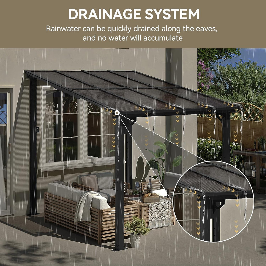 Aoxun 8’x10’ Gazebo  Wall Mounted Gazebos Pergola on Clearance  Outdoor Patio  Large Wall-Mounted Heavy Duty Awnings for Patio  Decks  Backyard (Black)