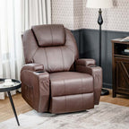 Leather Massage Recliner Chair 360 Degree Swivel Glider Rocker with Lumbar Heating & Remote Control