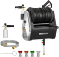 Giraffe Tools Wall Mounted Pressure Washer Essential with Upgraded 1800W Motor  2900 PSI  2.2 GPM Electric Power Washer  Automatic Rewind  100ft Pressure Hoses  5 Nozzles for Floor/Cars/Fences/Patios
