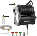 Giraffe Tools Wall Mounted Pressure Washer Essential with Upgraded 1800W Motor  2900 PSI  2.2 GPM Electric Power Washer  Automatic Rewind  100ft Pressure Hoses  5 Nozzles for Floor/Cars/Fences/Patios