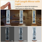 360�� Swivel Jewelry Cabinet Armoire w/ Full Length Mirror 3-Color LED Lights & Rear Shelves, Lockable Standing Jewelry Storage Organizer