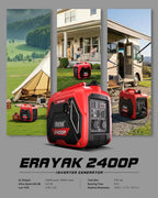 ERAYAK 2400W Portable Inverter Generator for Home Use  Super Quiet Small Generator for Camping Outdoor Emergency Power Backup  Gas Powered Engine  EPA  ECO Mode