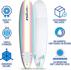 Wavestorm 8ft Classic Surfboard // Foam Wax Free Soft Top Longboard for Adults and Kids of All Levels of Surfing