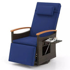 Outdoor 360° Swivel Rattan Recliner Chair with Adjustable Backrest & Footrest, Patio Wicker Chaise Lounge Chair with Flip Side Table & Cushion