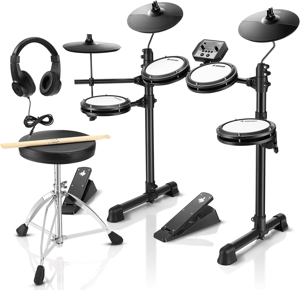 Donner DED-80 Electronic Drum Set, Electric Drum Set for Beginner with 4 Quiet Mesh Drum Pads, 2 Switch Pedal, 180+ Sounds, Throne, On-Ear Headphones, Sticks, and Melodics Lessons Included. sgtnighsdesigns