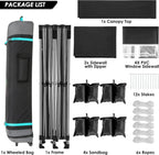 COBIZI 10x20 Heavy Duty Pop up Canopy Tent with 6 sidewalls Easy Up Commercial Outdoor Canopy Wedding Party Tents for Parties All Season Wind & Waterproof Gazebo with Roller Bag,Black(Frame Thickened)