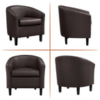 Renwick Faux Leather Barrel Accent Chair for Living Room, Set of 2, Black