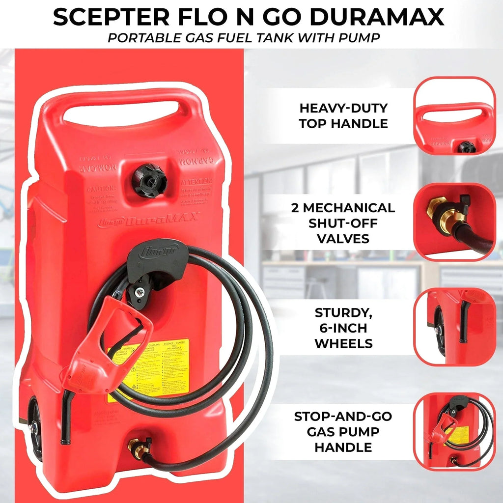 14 Gallon Portable Gas Fuel Tank with Pump, 2 Pack, Red