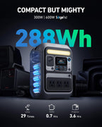 Anker Portable Power Station SOLIX C300  288Wh LiFePO4 Battery  300W (600W Surge) Solar Generator  140W Two-Way Fast Charging  for Outdoor Camping  Traveling  and Emergencies (Solar Panel Optional)