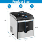 48LBS/24H 2-in-1 Stainless Steel Countertop Ice Maker Machine with Chilled Water Dispenser & 5LBS Ice Storage Basket