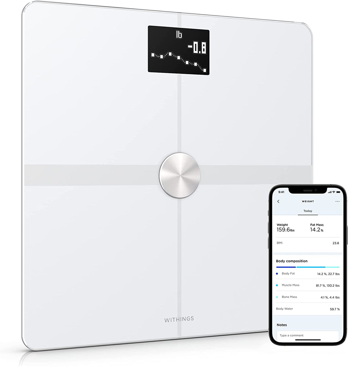 Withings Body+ - Digital Wi-Fi Smart Scale with Automatic Smartphone App Sync