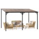 Wall-Mounted Patio Gazebo Large Outdoor Hardtop Pergola with Sloped Polycarbonate Roof