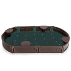 6FT Oval Outdoor Sandbox with Cover, Built-in Corner Seat & Bottom Liner, All Weather Kids Sand Play Station for Backyard Beach