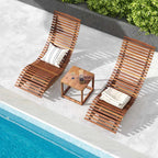 Acacia Wood Outdoor Patio Rocking Chair with Widened Slatted Seat & High Back, Porch Rocker Sun Lounger for Backyard Garden