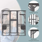 71" Tall Large Cat House Outdoor Catio Kitty Enclosure, Walk-in Cat Kennel Condo, Wooden Cat Cage Playpen with 7 Platforms