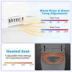 Elongated Smart Toilet with Built-in Bidet, Heated Seat, Auto Open/Close, Foot Sensor, Dryer, Night Light & 1.09 GPF Automatic/Blackout Flush