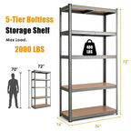 Gray 36" x 16'' x 72" 5-Tier Storage Shelving Unit, 2000 lbs Capacity Heavy Duty Metal Utility Shelves, Adjustable Storage Racks