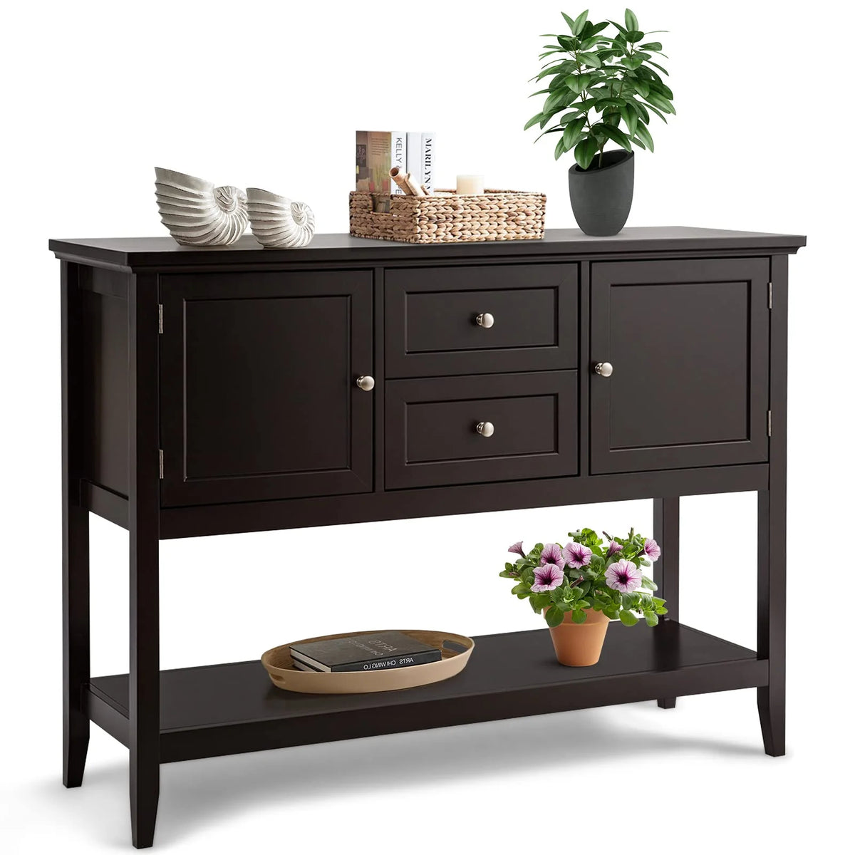 Giantex Buffet Sideboard Cabinet, 2 Drawers & 2 Doors, Side Console Table, Display Desk with Storage Shelf