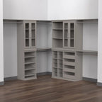 4613 Modular Storage Pair Set, 2 Glass Pane Doors, Wood Closet Organizer Shaker Style, Add On Accessory for Shelf Units, Taupe, Kit