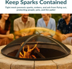 Sunnydaze Heavy-Duty Steel Mesh Fire Pit Screen - Fire Pit Spark Screen with Handle - 36-Inch Diameter