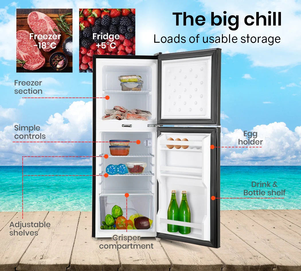 GECKO 125L Portable Upright Fridge, 12V/24V for Motorhome, Caravan, Black