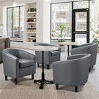 Renwick Faux Leather Barrel Accent Chair for Living Room, Set of 2, Black