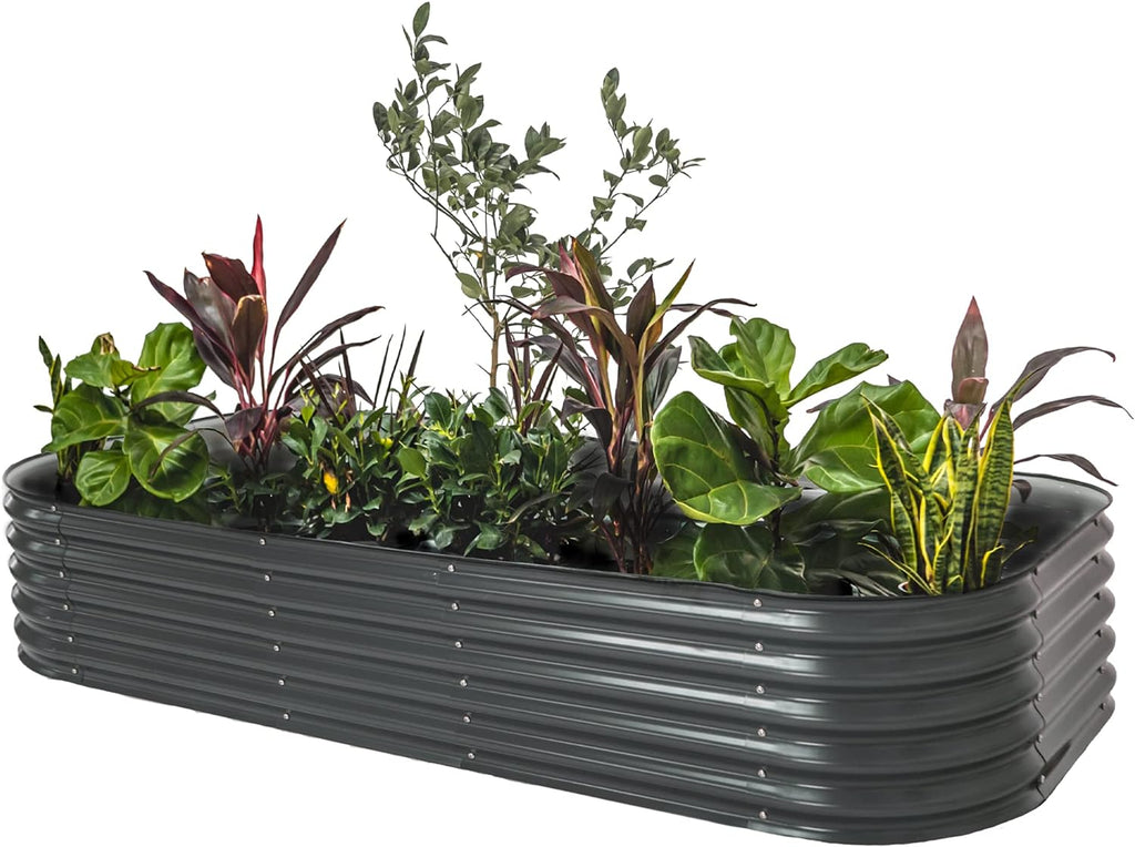 Garden Raised Garden Bed Kit, 11" Tall 10 in 1 Modular Raised Garden Beds Kit, Metal Planter Box for Vegetables, Flowers, Herbs, Morden Gray