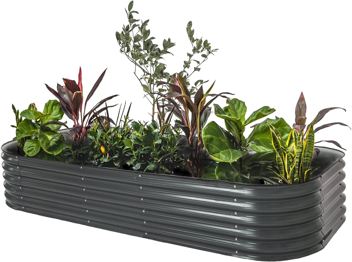 Garden Raised Garden Bed Kit, 11" Tall 10 in 1 Modular Raised Garden Beds Kit, Metal Planter Box for Vegetables, Flowers, Herbs, Morden Gray