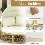 Outdoor Patio Round Daybed with Retractable Canopy and Soft Cushions