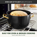 Reserve Hard Anodized Healthy Ceramic Nonstick 10 Piece Cookware Pots and Pans Set, Gold Handle, PFAS-Free, Dishwasher Safe, Oven Safe, Black