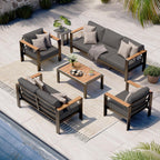 Aluminum Outdoor Patio Furniture Set with Coffee Table  5 Piece Patio Conversation Sets with Washable Thick Cushions  Outdoor Sectional Furniture Set for Porch  Balcony  Deck  Yard  Graphite