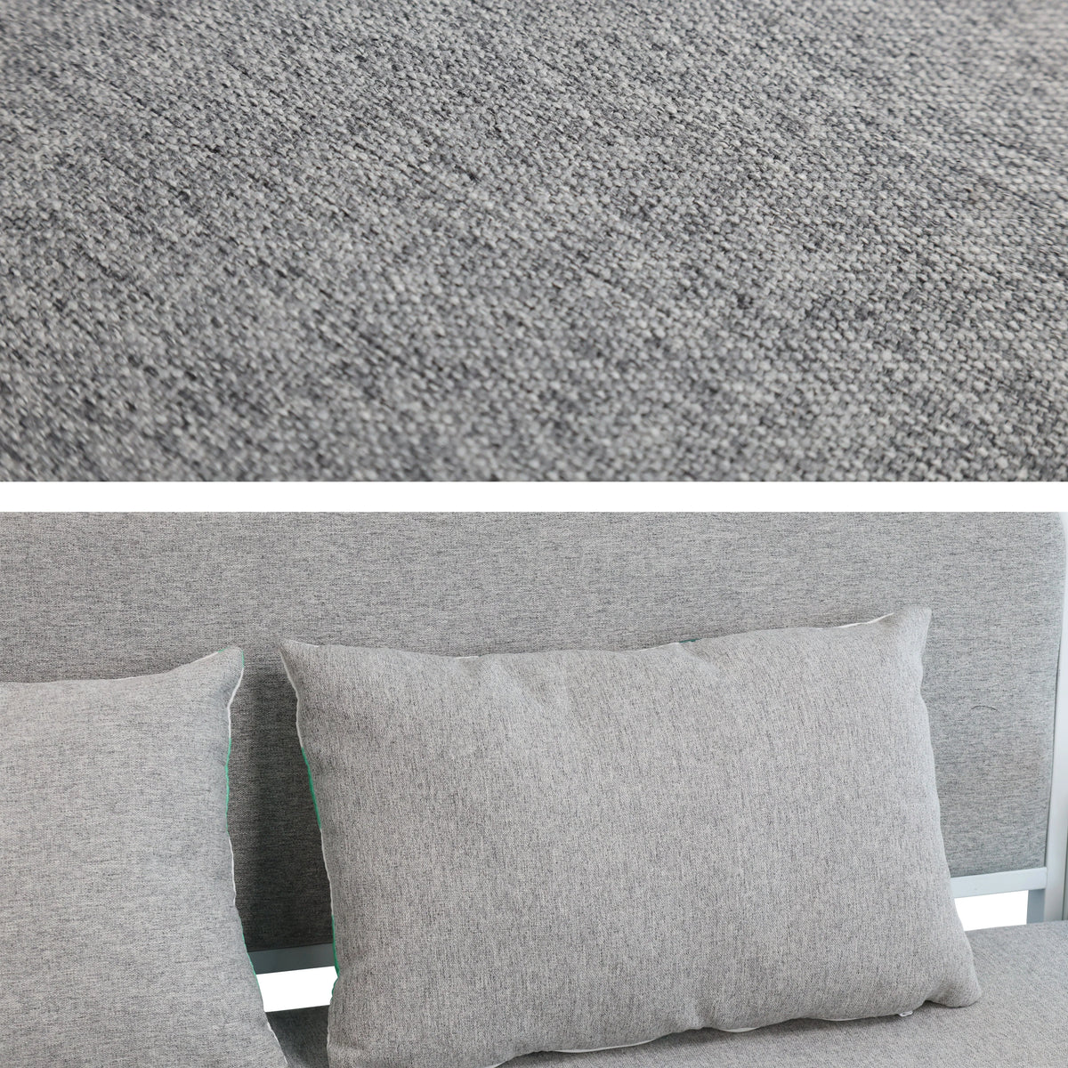 Convertible Sofa Bed with Pillows, Side Pockects and Storage Compartment, Carbon Steel and Linen Cotton