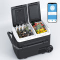 DISHUP 12V Portable Car Refrigerator, 53QT(50L) Electric Cooler with Dual Zone,DC & AC,Ideal for RV, Camping, Travel, Truck