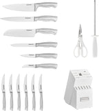 Cuisinart C77SS-15PK 15-Piece Stainless Steel Hollow Handle Block Set, Glossy White