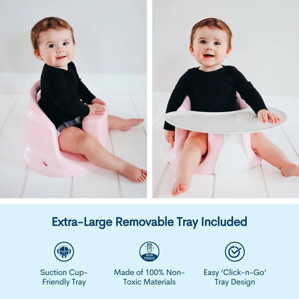 Upseat Baby Floor Seat Booster Chair for Sitting Up with Removable Tray for Meals and Playtime, Developed with Physical Therapists for Safe and Healthy Hip Development and Posture